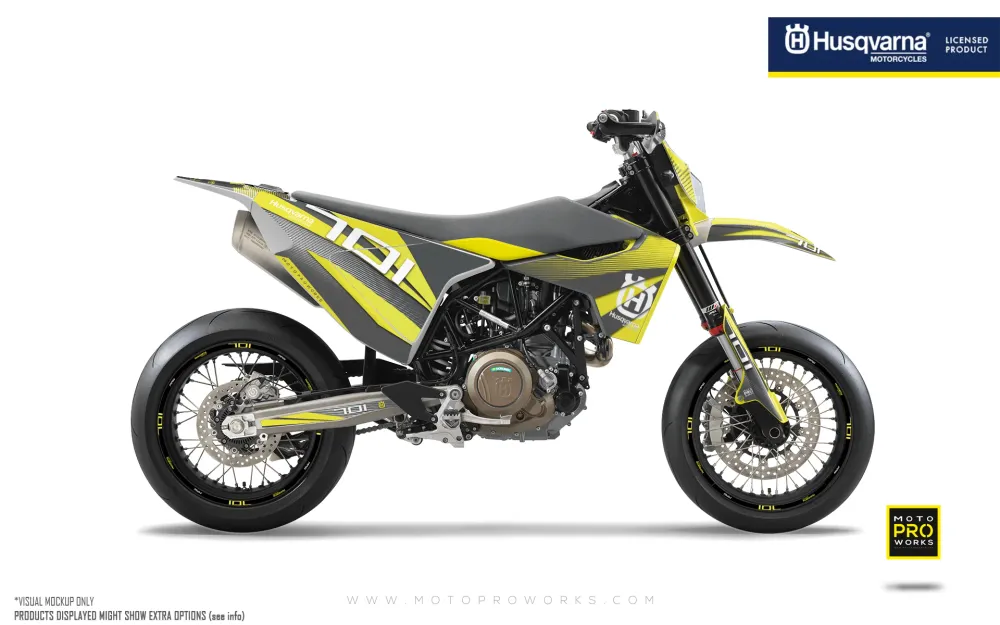 Husqvarna 701 GRAFIIKAT - "Featherlight" (Harmaa/Keltainen)