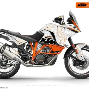 KTM 1050 Adventure GRAFIIKAT - "TOPOGRAFIA" (Valkoinen/Oranssi)