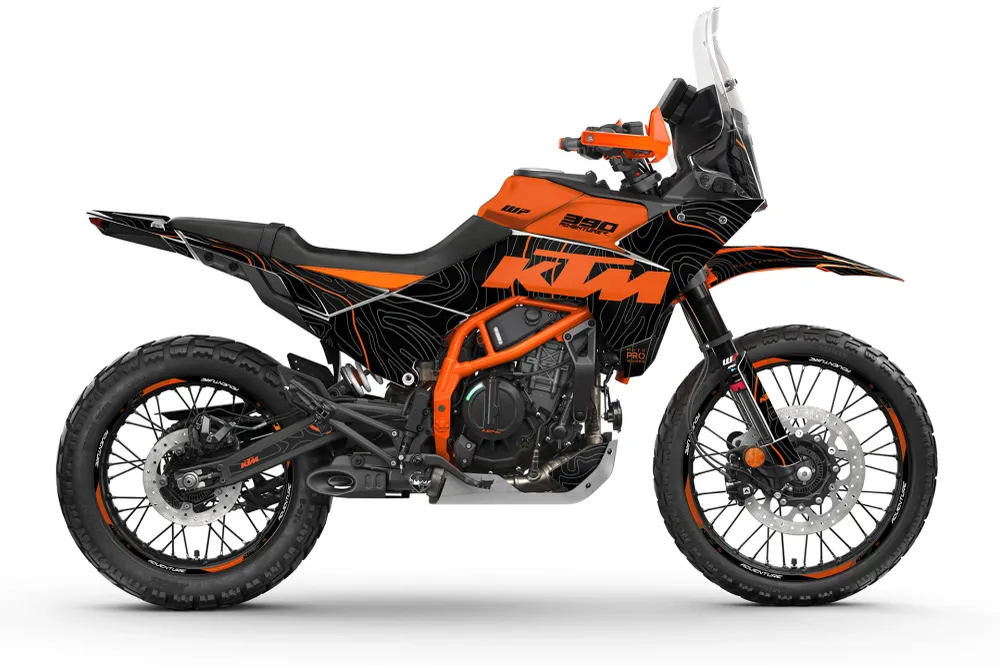 KTM 390 Adventure R / X GRAFIIKAT - "Topography" (Musta/Oranssi)
