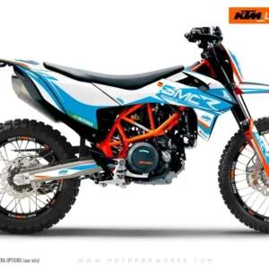 KTM 690 Enduro GRAFIIKAT - "Racer" (Valkoinen/Vaaleansininen)