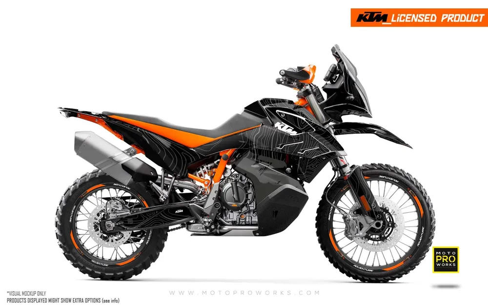 KTM 790/890 Adventure R/S GRAFIIKAT - "Topography" (Harmaa/Valkoinen)