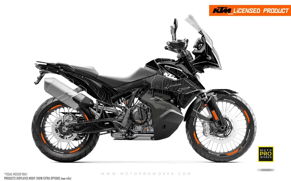 KTM 790/890 Adventure R/S GRAFIIKAT - "Topography" (Harmaa/Valkoinen)