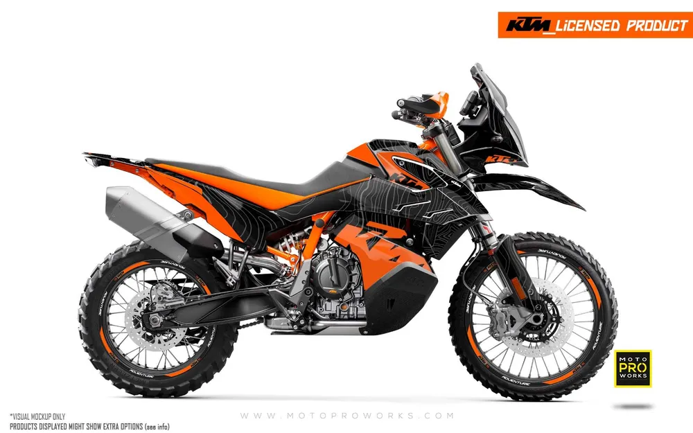 KTM 790/890 Adventure R/S GRAFIIKAT - "Topography" (Musta/Oranssi)