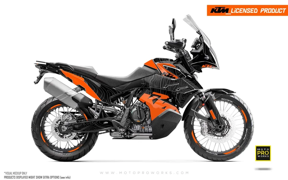 KTM 790/890 Adventure R/S GRAFIIKAT - "Topography" (Musta/Oranssi)