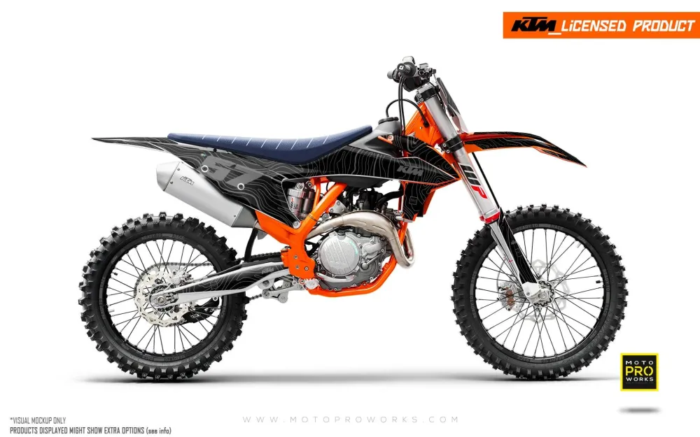 KTM XC / XC-F / XC-W GRAFIIKAT - "Topography" (Musta)