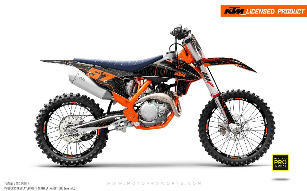 KTM XC / XC-F / XC-W GRAFIIKAT - "Topography" (Musta/Oranssi)