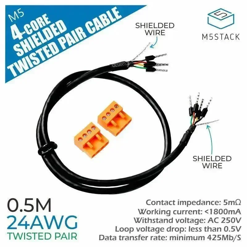 M5Stack 24AWG 4-johtiminen suojattu kierretty parikaapeli