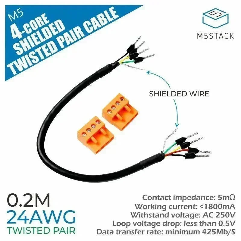 M5Stack 24AWG 4-johtiminen suojattu kierretty parikaapeli