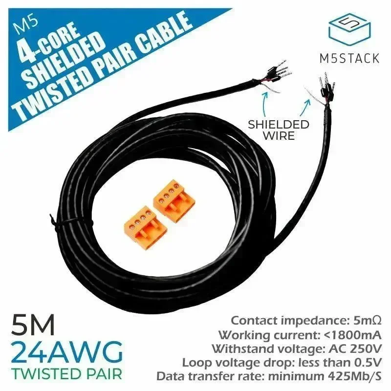 M5Stack 24AWG 4-johtiminen suojattu kierretty parikaapeli