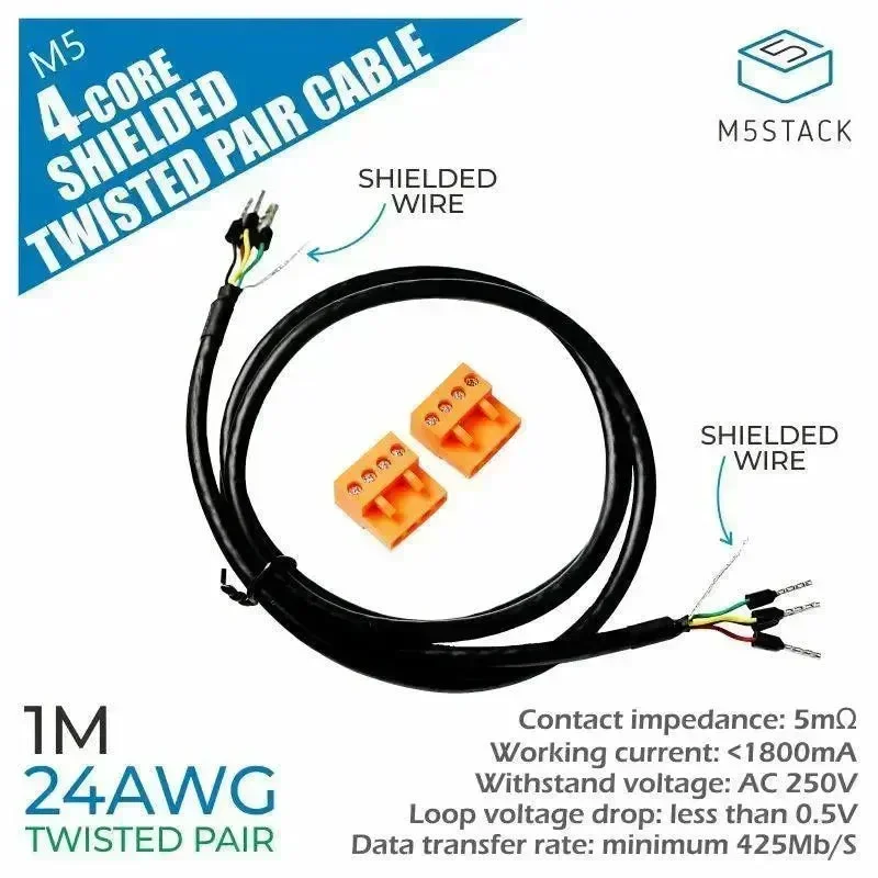 M5Stack 24AWG 4-johtiminen suojattu kierretty parikaapeli