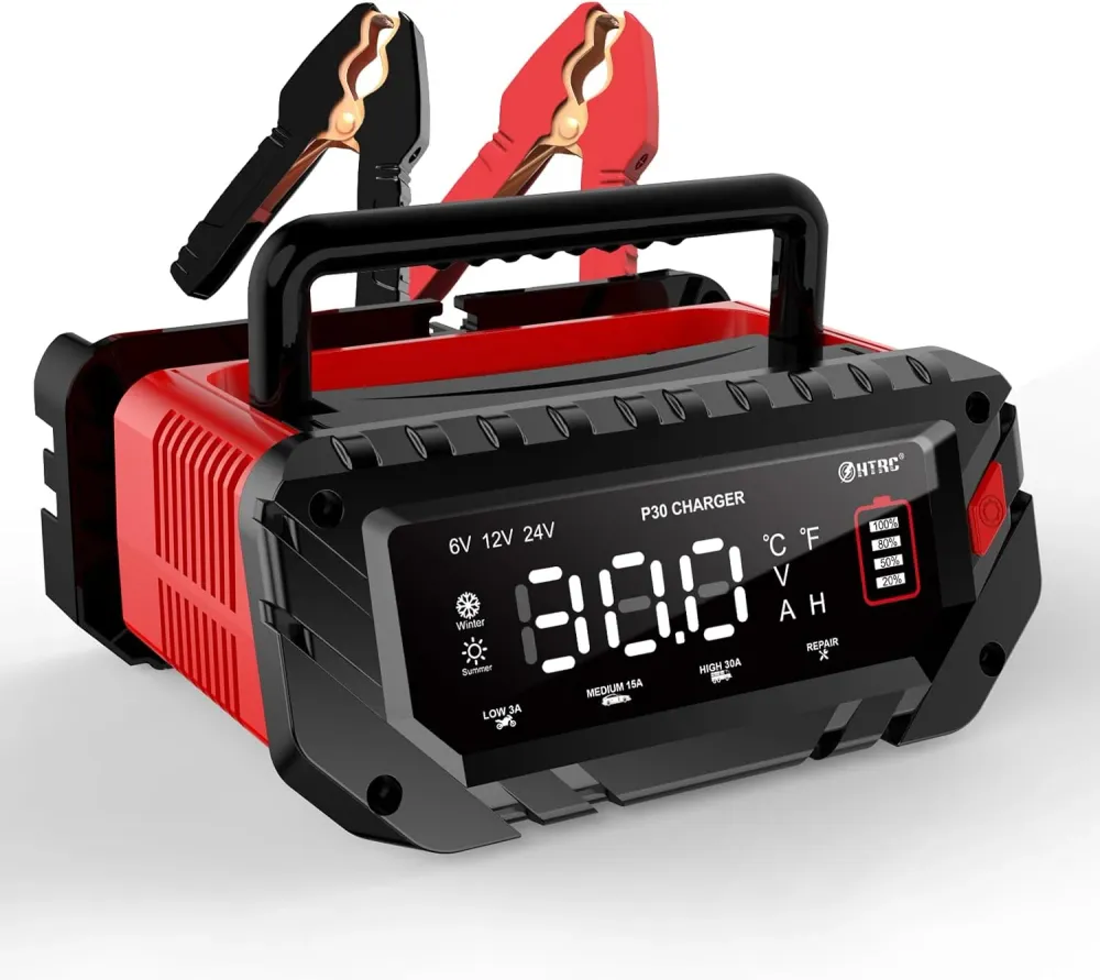 NOEIFEVO 6V 10A/12V 30A/24V 16A älykäs akkulaturi auton akuille, moottoripyörille, ruohonleikkureille, veneille, sopii lit...
