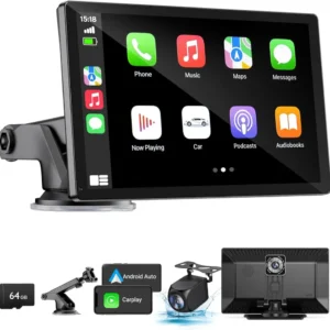 NOEIFEVO Langaton Carplay-näyttö autoille 4K Dashcamilla, 9" kannettava Apple Carplay & Android Auto -autosoitin, 1080p pe...