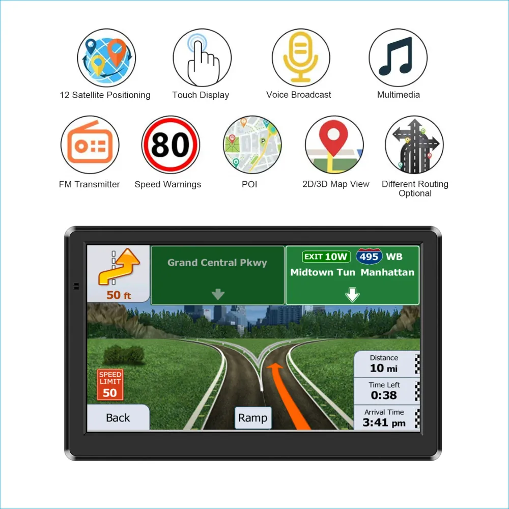 NOEIFEVO X20 GPS Navigointi, 7 tuuman kosketusnäyttö Euroopan kartoilla, 8GB 256MB, monikielinen, FM-tuki, autoille/vastik...