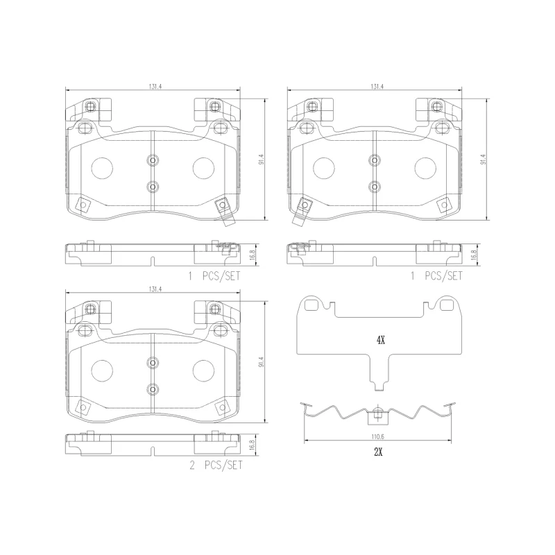 Brembo 19-22 Genesis G70/18-22 Kia Stinger Front NAO Brake Pad