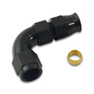 Vibrant 1/2In Tube to -8AN Female 90 Degree Union Adapter Fitting w/ Olive Inserts