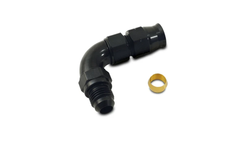 Vibrant 90 Degree 1/2in Tube to Male -8AN Flare Adapter w/ Olive Inserts
