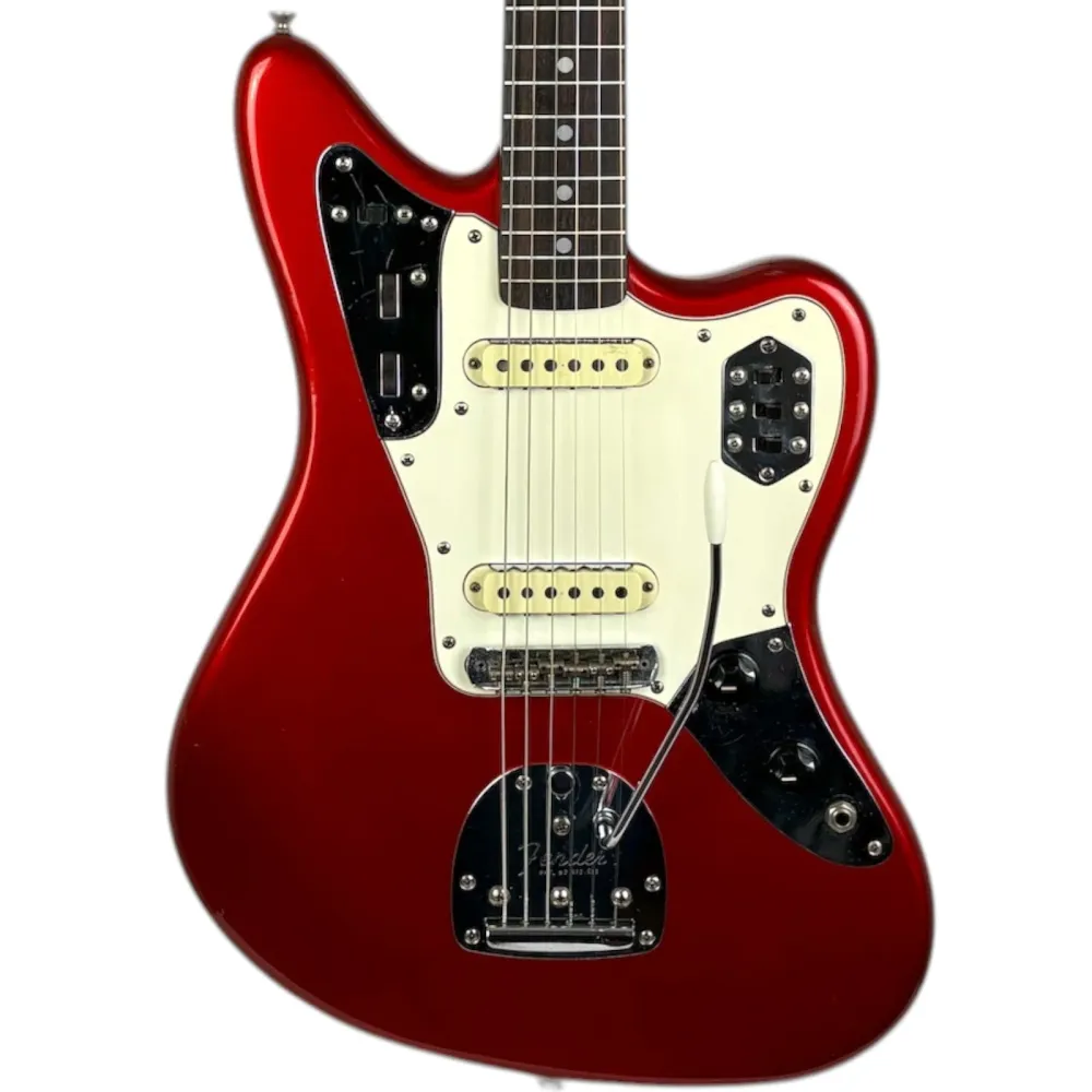 Fender Japan 66 Reissue Jaguar 1993-1994 - Candy Apple Red - Värisävyyn sopiva päätykappale - Vintage