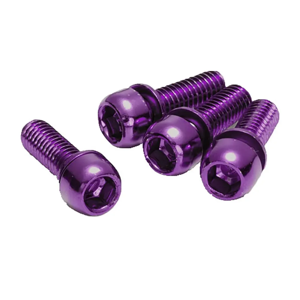 4 kpl:n sarja REVERSE KOMPONENTTEJA Jalustan kiinnitysruuvit M6 x 18 mm Violetti
