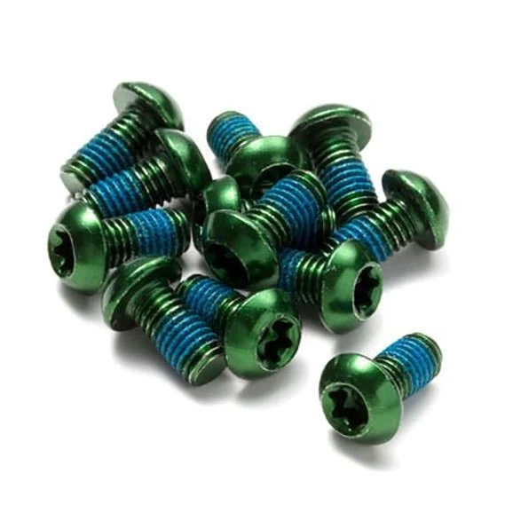 12:n vihreäksi anodisoidun REVERSE COMPONENTS -levyn ruuvipaketti
