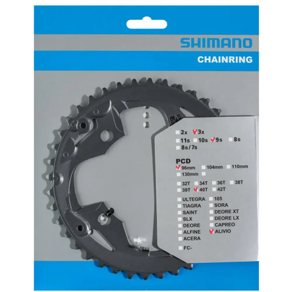 SHIMANO ALIVIO M4000 9V 4 reikää 96mm väli- ja ulkoketjupyörä