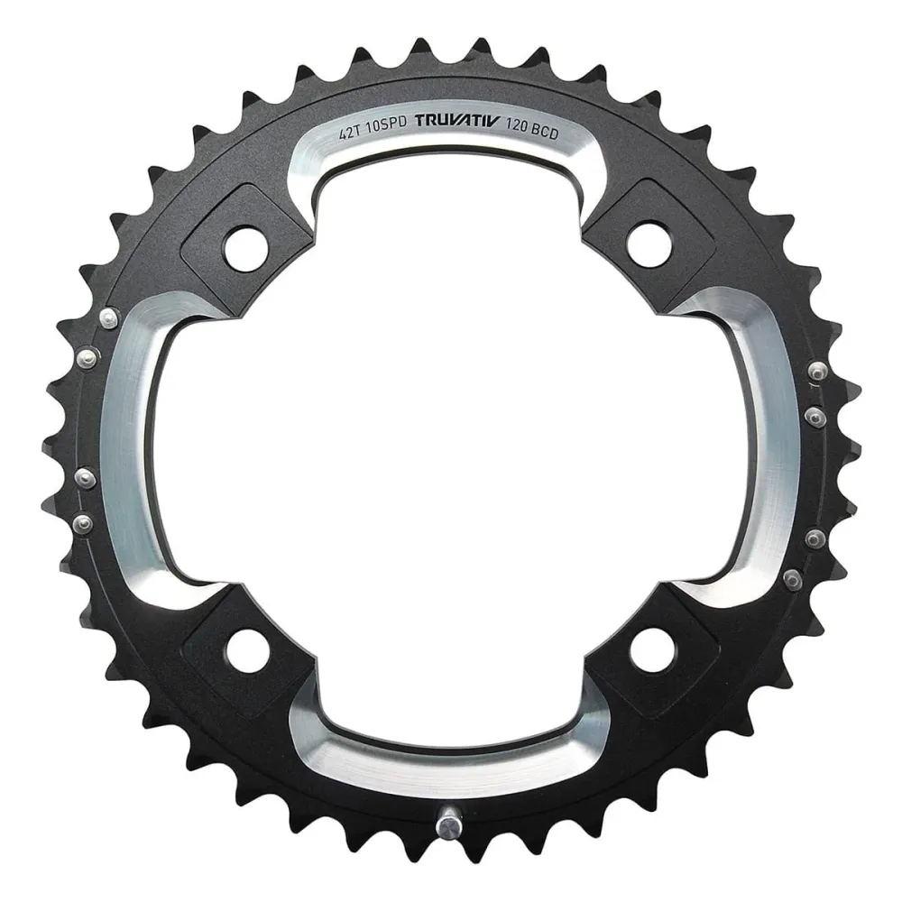 SRAM/TRUVATIV 10V 4 reikäinen 120mm 39 Dts Alu musta/hopea ulkokäyttöön tarkoitettu ketjupyörä.