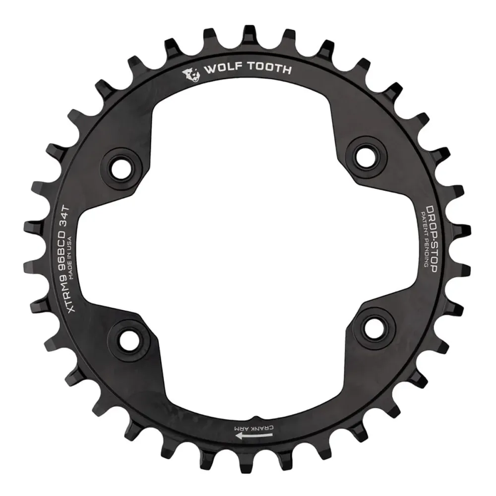 WOLF TOOTH 96 BCD 9/10/11/12V Shimano XTR M9000/M9020 4 reikäinen 96mm musta monoketjupyörä.