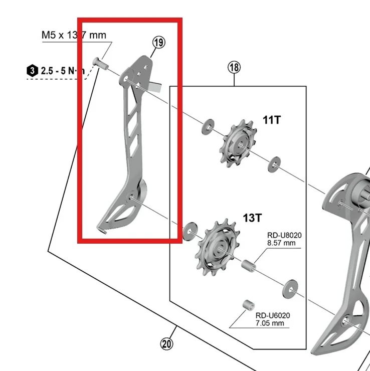 SGS SHIMANO RD-U8020/U6020 sisäinen takavaihtajan häkki SGS SHIMANO RD-U8020/U6020 sisäinen takavaihtaja