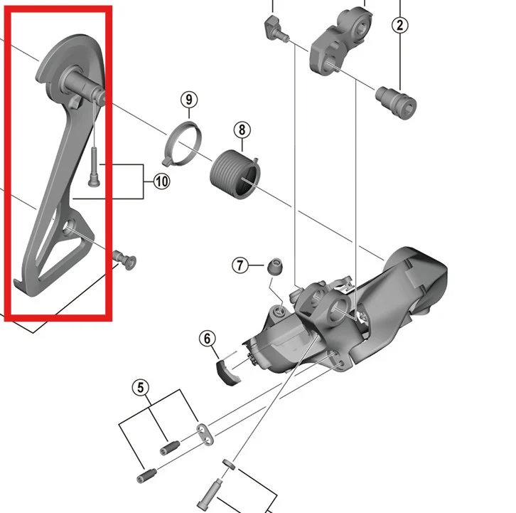 SHIMANO DURA-ACE RD-R9250 Ulkoinen takavaihtajan häkki ja kiinnitysruuvit