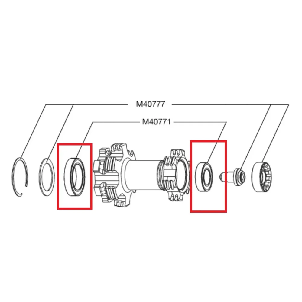 Pakkaus 2 kpl MAVIC etunavan laakerit Cannondale Lefty 50 & 60 25x37x7mm (6805) + 15x28x7mm (61902)