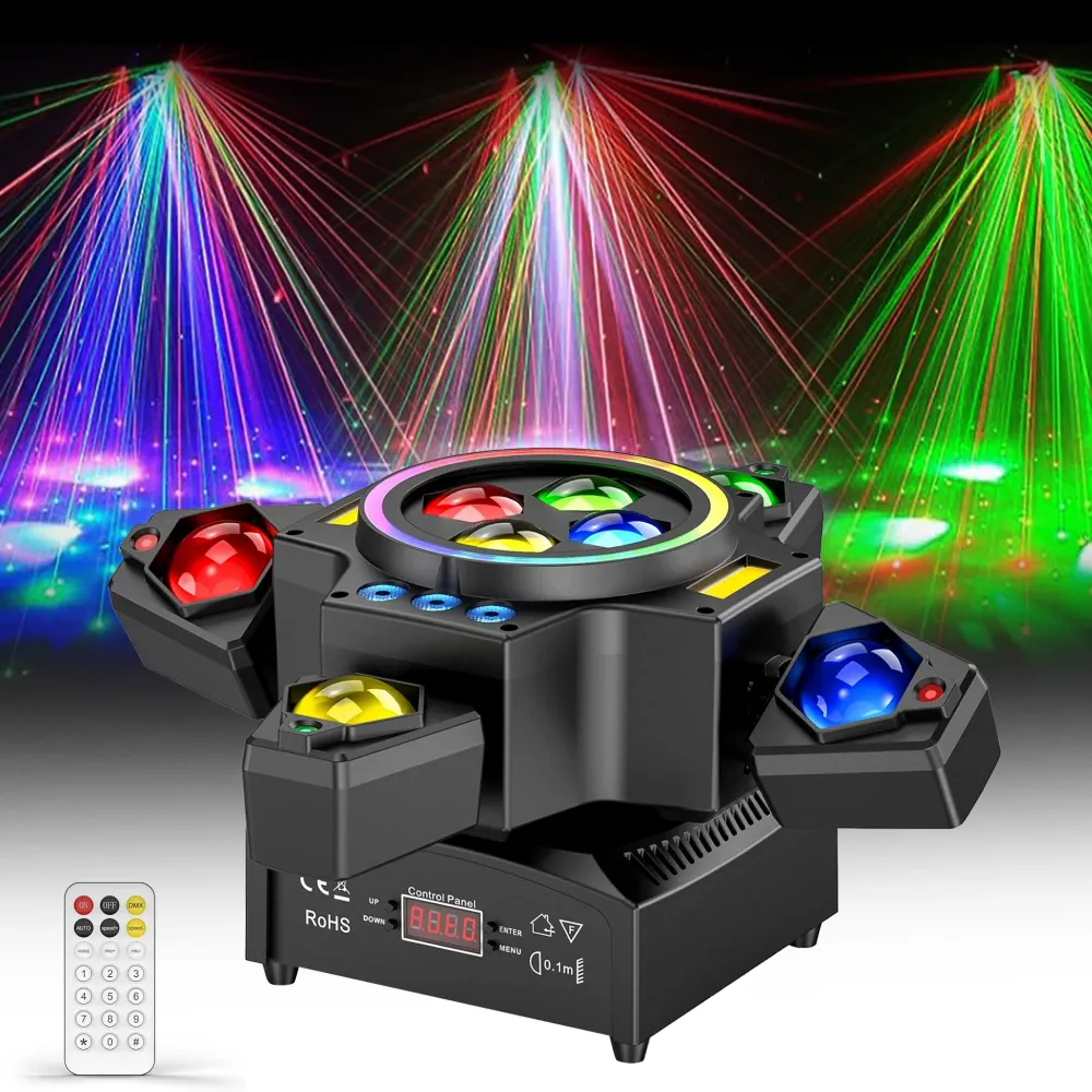 120W lavavalo 4--1 RGBW moving head -efekti, laservalo, heijastin, juhlavalaisin kaukosäätimellä Discoon, DJ:lle, baariin,...