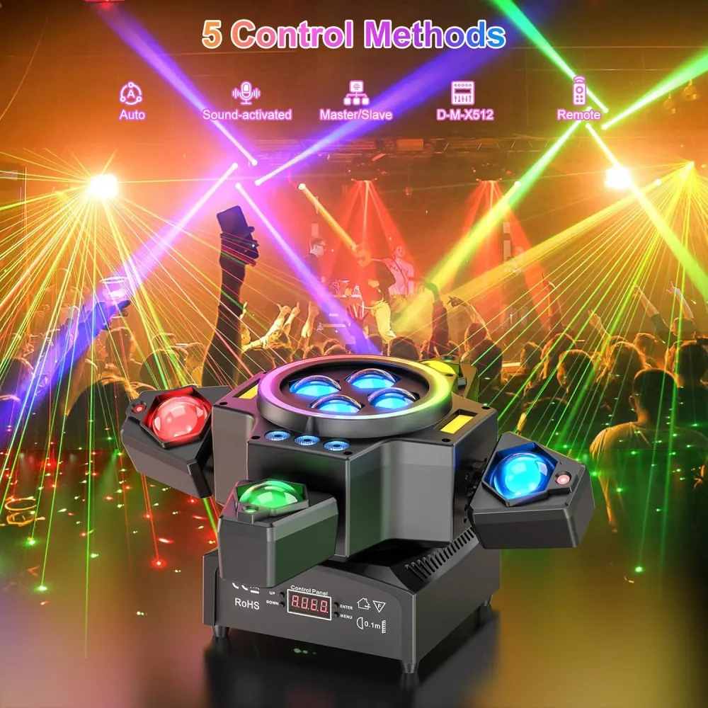 120W lavavalo 4--1 RGBW moving head -efekti, laservalo, heijastin, juhlavalaisin kaukosäätimellä Discoon, DJ:lle, baariin,...