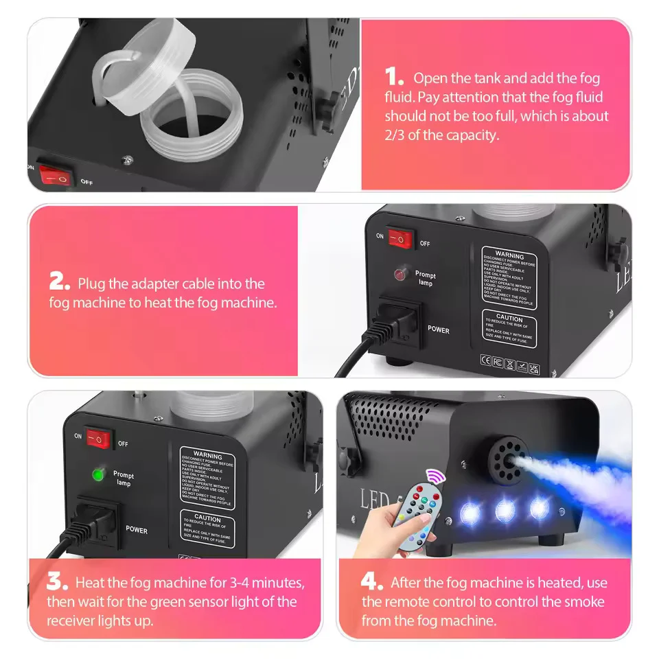 500W-savukone, RGB-kolmitävä-LED-sekoitussumusuihku, kaukosäätimellä, sopii DJ:ille, diskoihin, juhliin, Halloweeniin, häi...