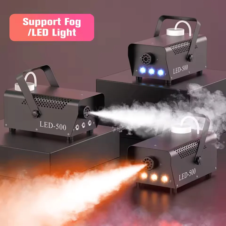 500W-savukone, RGB-kolmitävä-LED-sekoitussumusuihku, kaukosäätimellä, sopii DJ:ille, diskoihin, juhliin, Halloweeniin, häi...