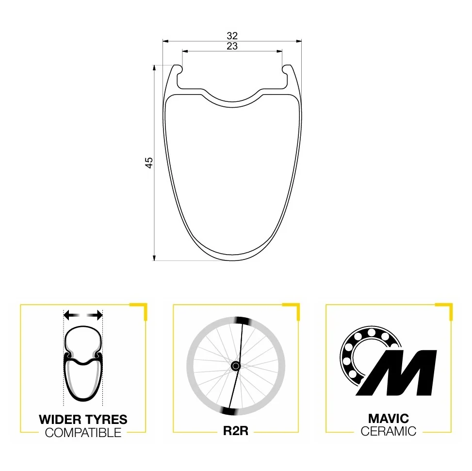 MAVIC COSMIC ULTIMATE 45 DISC Tubeless Ready etupyörä (Center Lock)