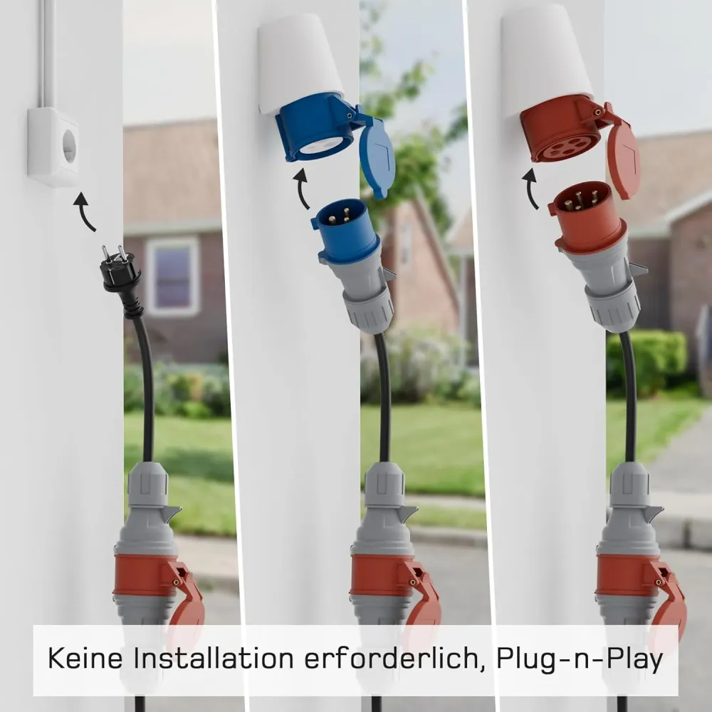 CEE 16A 3-vaihepistorasia CEE sininen 16A 1-vaihepistokeadapteri, EV-latausadapteri 11KW EV-laturille