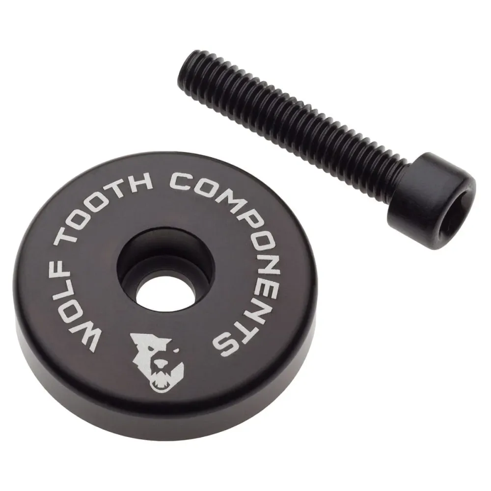 WOLF TOOTH Stem Cap integroidulla 5mm välikappaleella 1"1/8 Musta