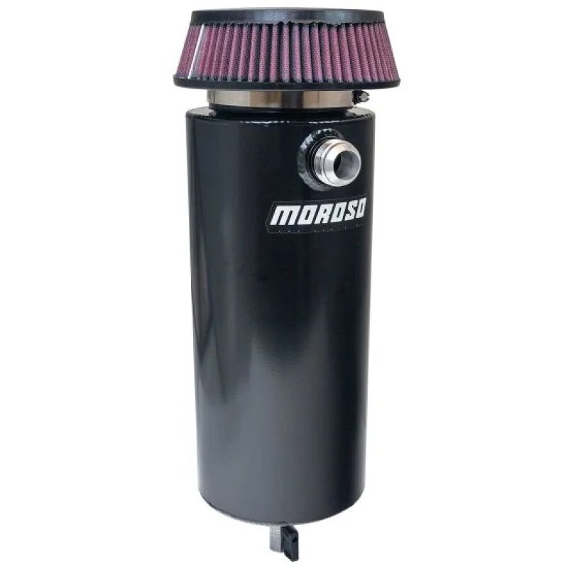 Moroso 6in Diameter Single -16AN Inlet Aluminum Breather Tank Catch Can - Black