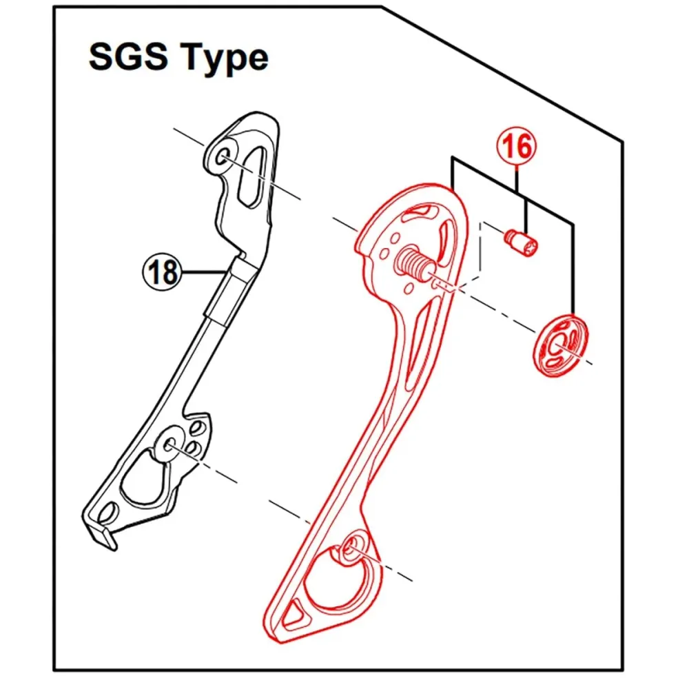 Pitkä ulkoinen häkki SHIMANO RD-M786-SGS takavaihtajalle.