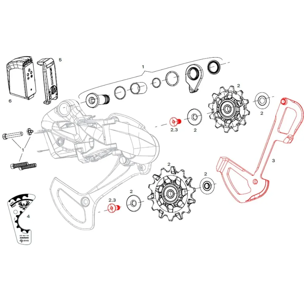 SRAM X01 EAGLE AXS Polar 12-vaihteinen takavaihtaja sisäinen häkki