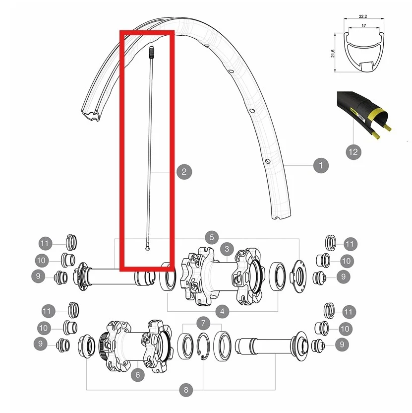 12 kpl MAVIC KSYRIUM PRO ALLROAD 291.5mm etupyöränpyöränpyörien sarja