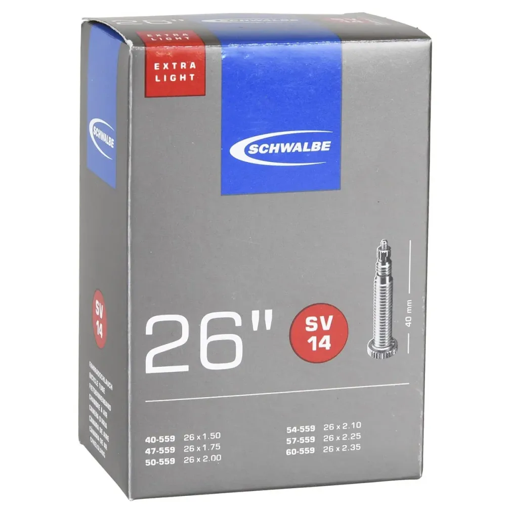 SCHWALBE EXTRA LIGHT SV 14 26x1.50/2.35 Butyyli Presta 40 mm sisäkumi