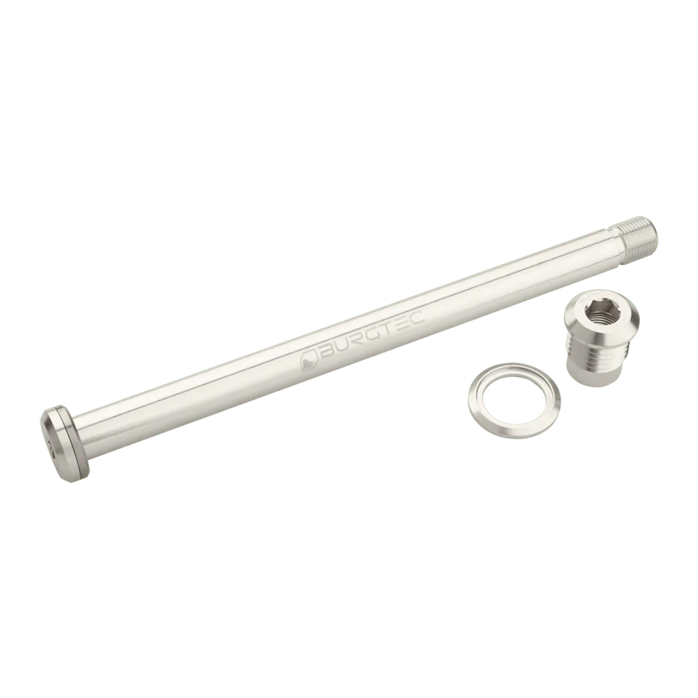 BURGTEC takapyörän akseli 174mm Yeti runkoon Hopea