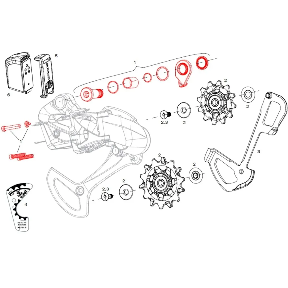 SRAM X01 Eagle AXS takavaihteen kiinnitys- ja säätöruuvisarja #11.7518.092.001