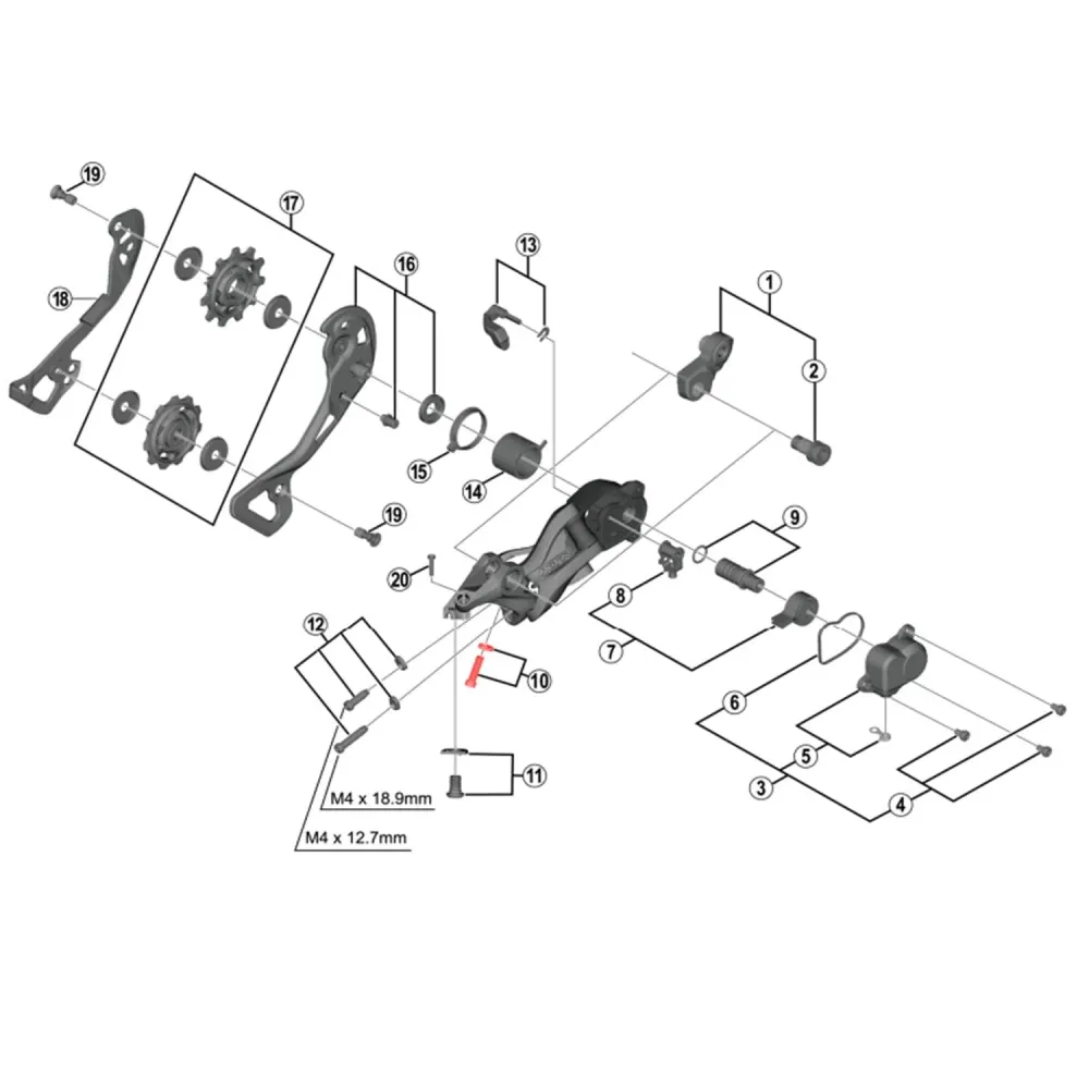 Säätöruuvi B SHIMANO XTR takavaihtajaan M9000 / M9100 / M9120 #Y5PV98070