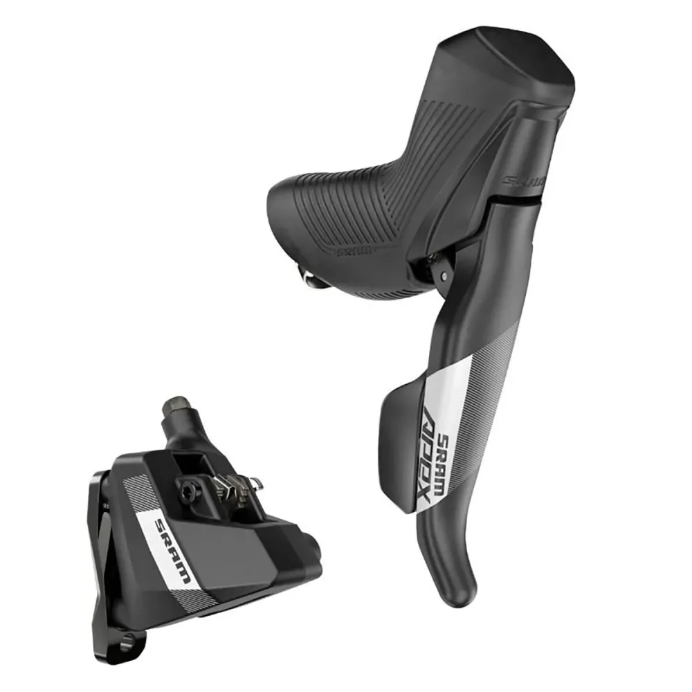 Pari SRAM APEX D1 HRD 1x12 Flat Mount Discless-vipuja ja -satuloita.