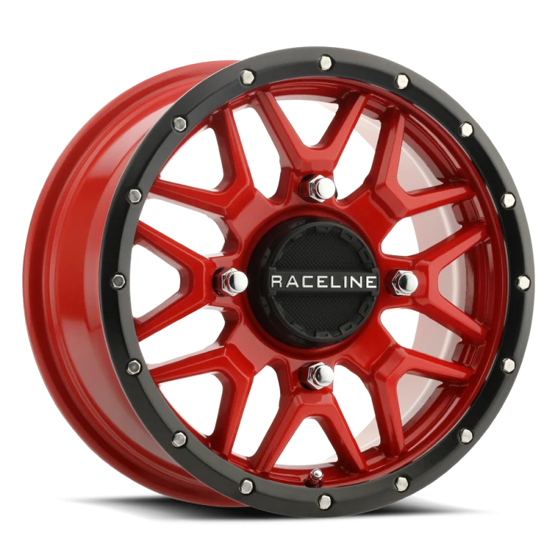 Raceline A94R Krank 14x7in / 4x110 BP / 10mm Offset / 83.8mm Bore - Red & Black Lip Wheel