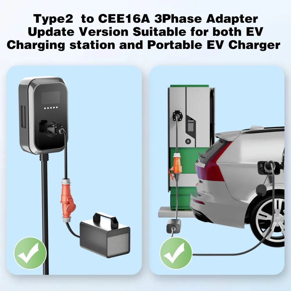 NOEIFEVO Tyyppi 2 -pistoke CEE 16A 3-vaihepistorasiaan, adapteri 11 kW:n EV-laturille/3-vaiheisille sähkölaitteille virran...